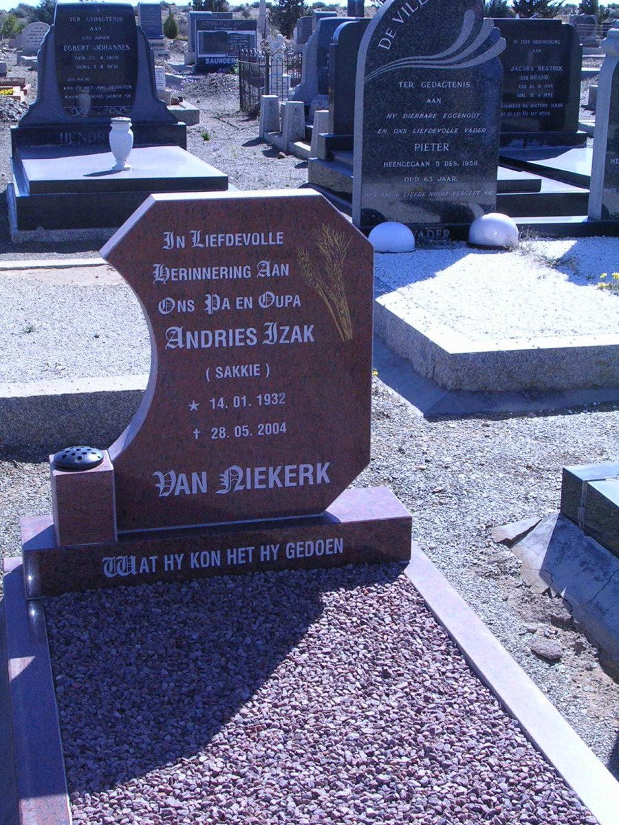 NIEKERK Andries Izak, van 1932-2004