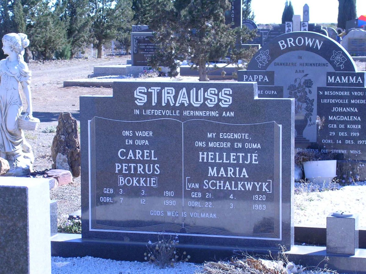STRAUSS Carel Petrus 1910-1990 &amp; Helletjé Maria VAN SCHALKWYK 1920-1989