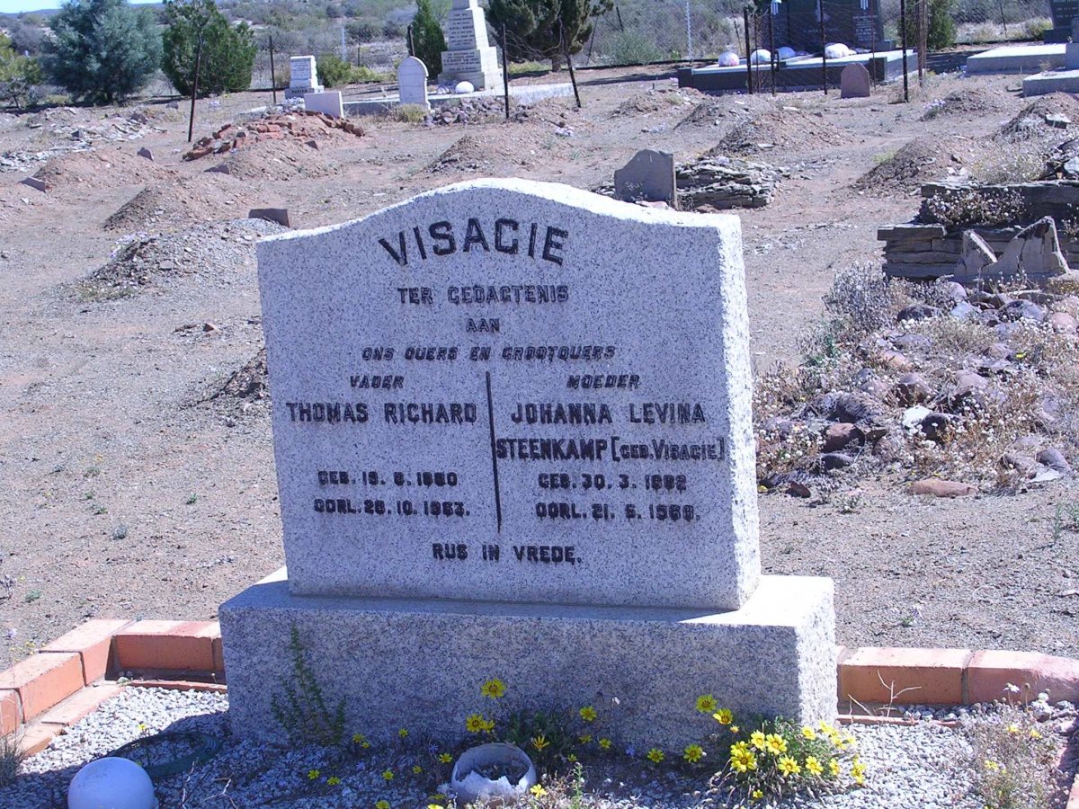 VISAGIE Thomas Richard 1880-1963 &amp; Johanna Levina Steenkamp VISAGIE 1882-1968