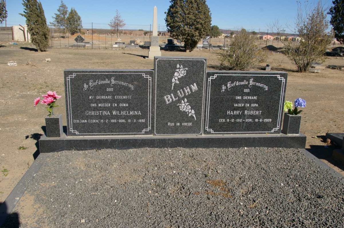 BLUHM Harry Robert 1912-2009 &amp; Christina Wilhelmina VAN EEDEN 1915-1992