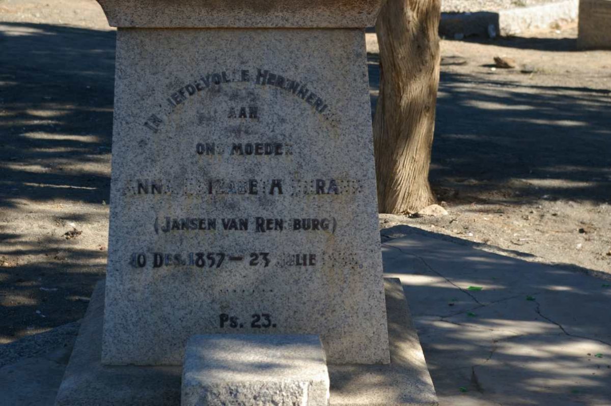 DURAND Anna Elizabeth nee JANSEN VAN RENSBURG 1857-1???