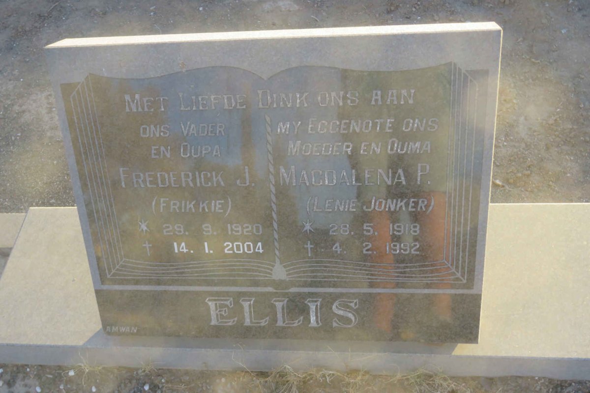 ELLIS Frederick J. 1920-2004 &amp; Magdalena P. JONKER 1918-1992
