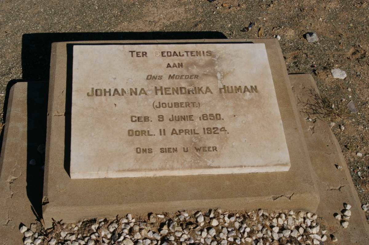 HUMAN Johanna Hendrika nee JOUBERT 1850-1924