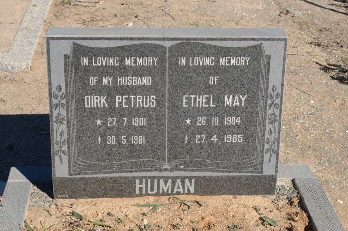HUMAN Dirk Petrus 1901-1981 &amp; Ethel May 1904-1985