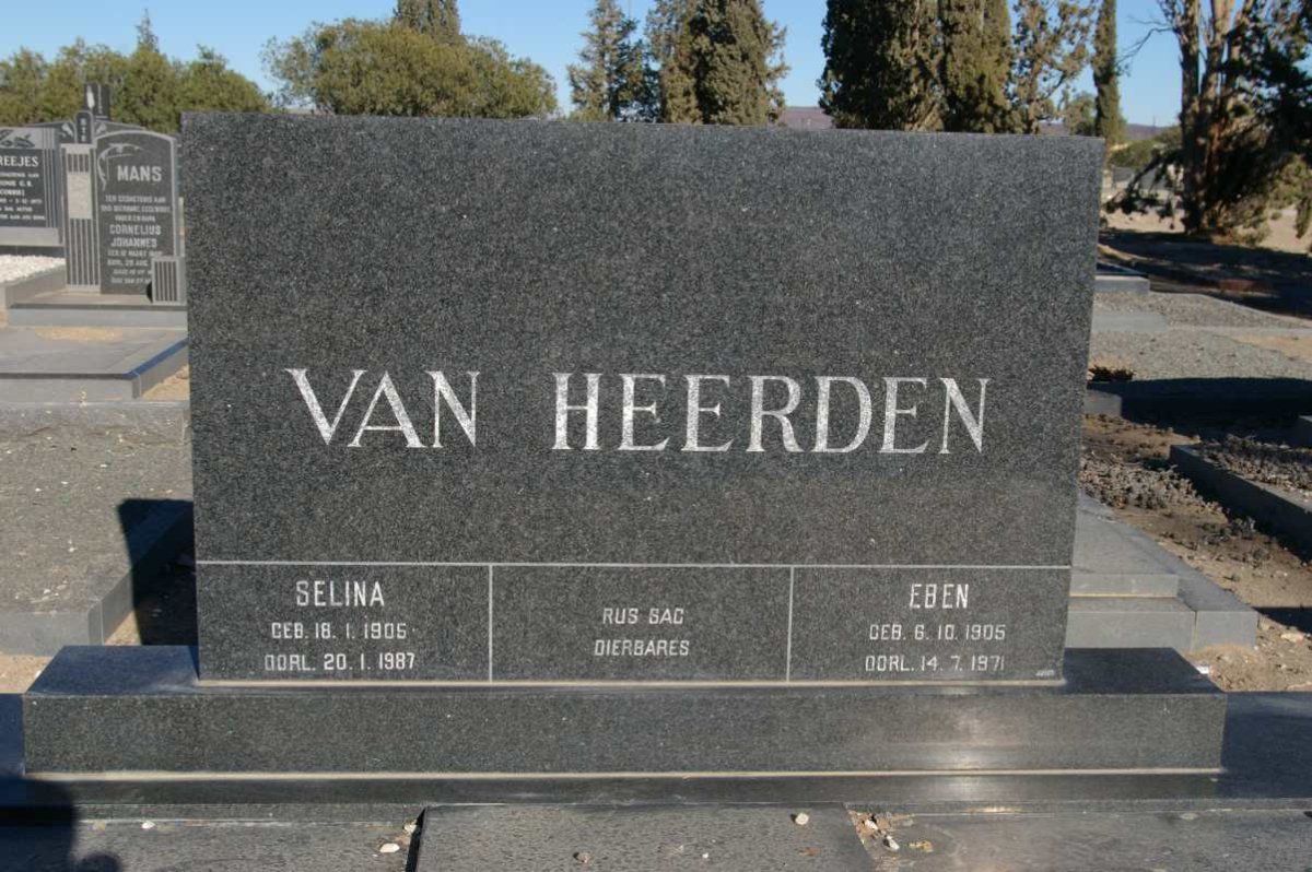 HEERDEN Eben, van 1905-1971 &amp; Selina 1905-1987