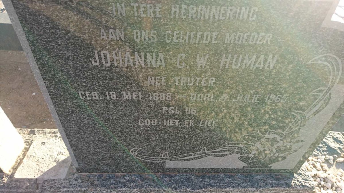 HUMAN Johanna C.W. nee TRUTER 1888-1965