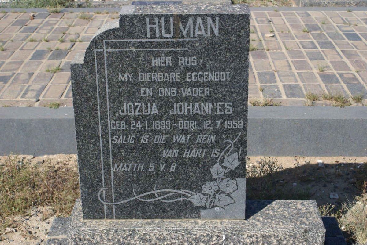 HUMAN Jozua Johannes 1899-1958