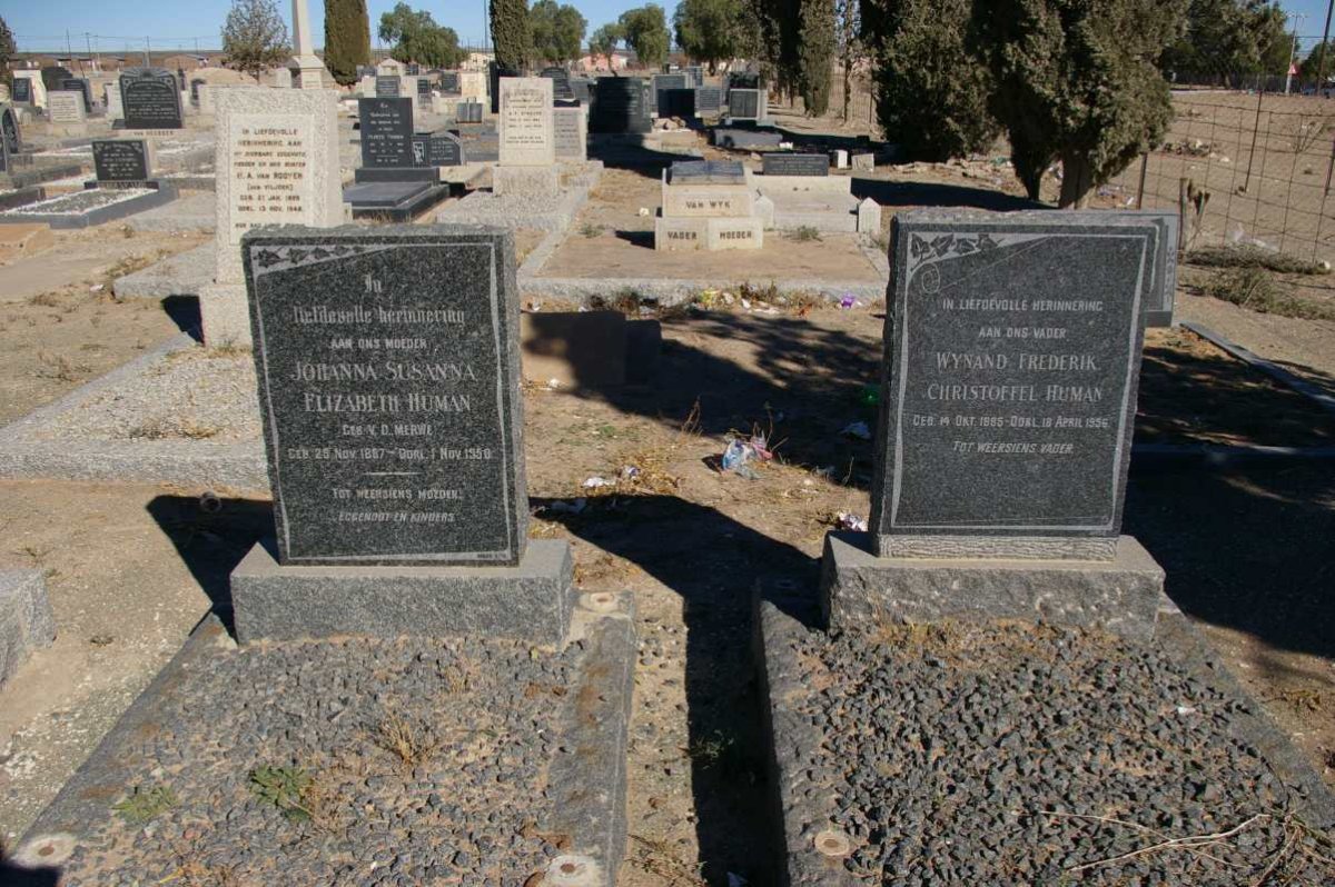 HUMAN Wynand Frederik Christoffel 1885-1956 &amp; Johanna Susanna Elizabeth V.D. MERWE 1887-1950