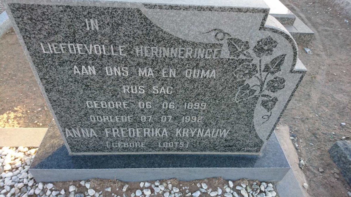 KRYNAUW Anna Frederika nee LOOTS 1899-1992