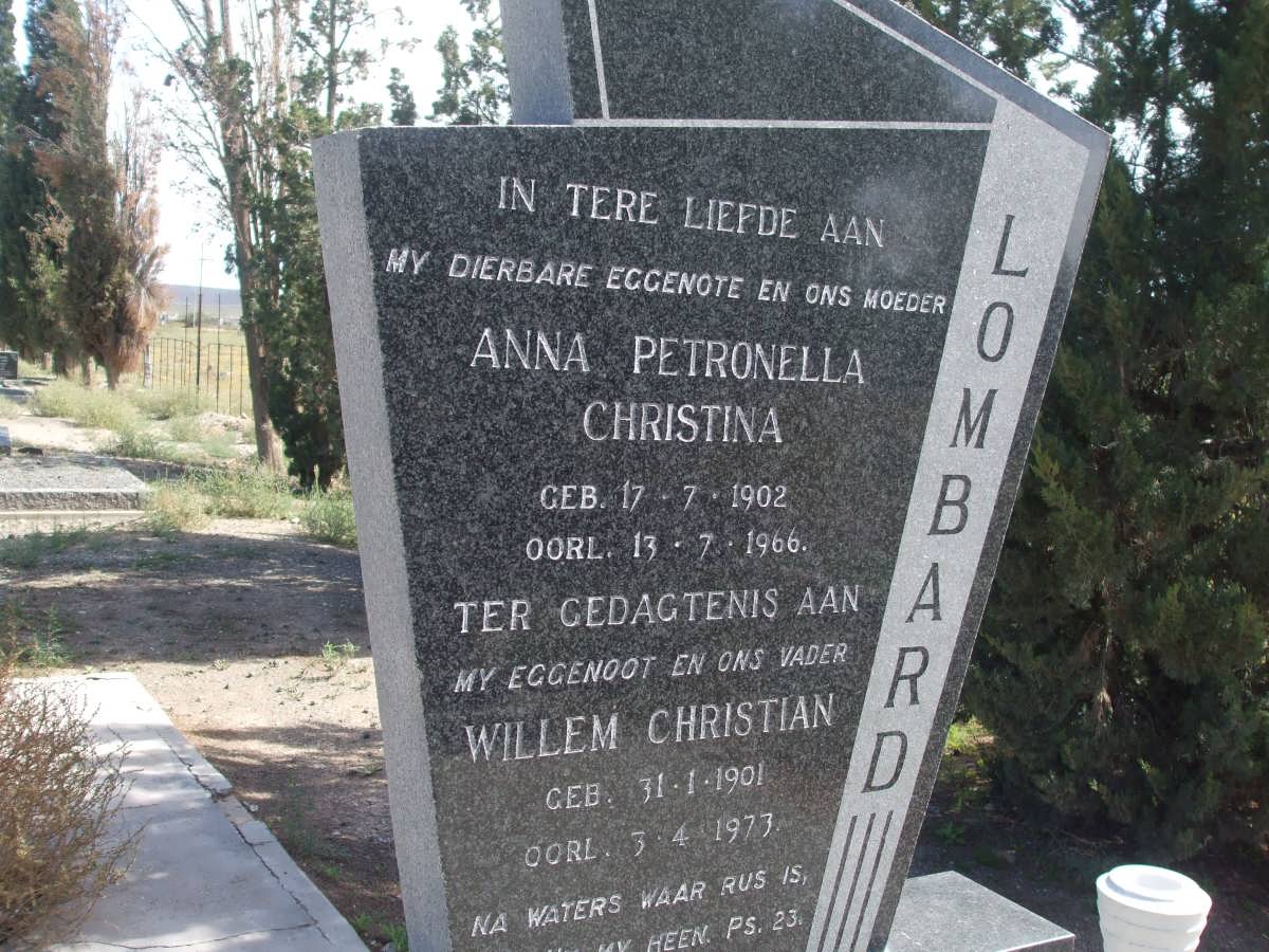 LOMBARD Willem Christian 1901-1973 &amp; Anna Petronella Christina 1902-1966