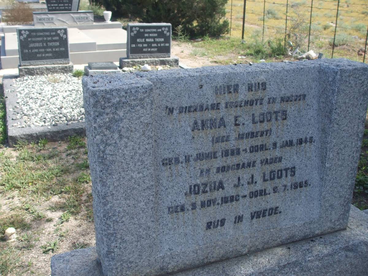 LOOTS Jozua J.J. 1860-1905 &amp; Anna E. JOUBERT 1868-1945