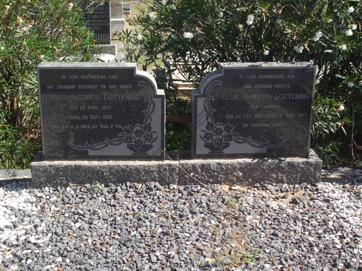 LOTTERING Petrus Jacobus 1877-1956 &amp; Elsie Doretia ZAAIMAN 1892-1977