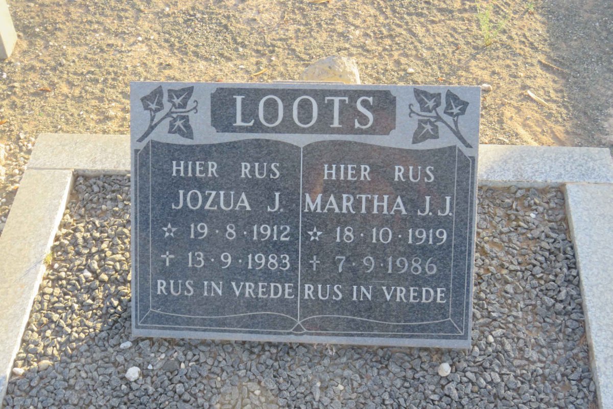 LOOTS Jozua J. 1912-1983 &amp; Martha J.J. 1919-1986