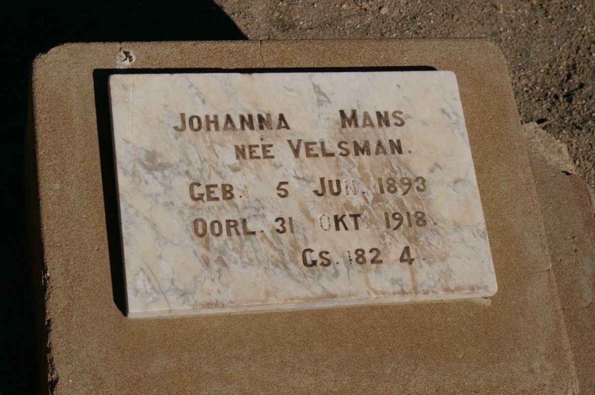 MANS Johanna nee VELSMAN 1893-1918