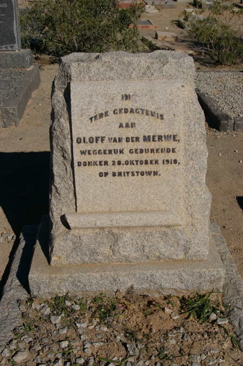 MERWE Oloff, van der -1918