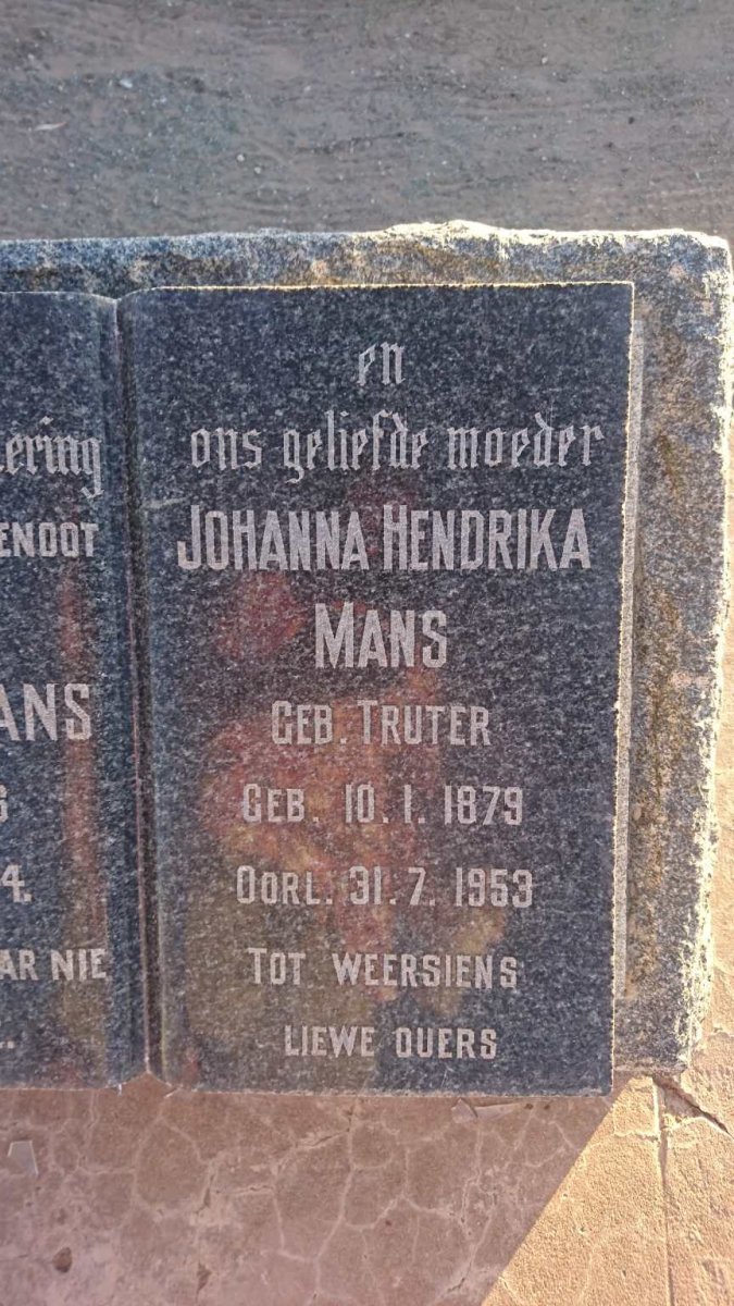 MANS Philippus 1876-1944 &amp; Johanna Hendrika TRUTER 1879-1953