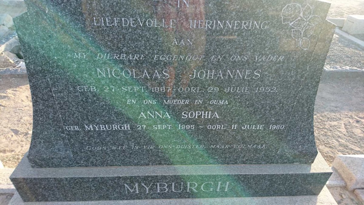 MYBURGH Nicolaas Johannes 1887-1952 &amp; Anna Sophia MYBURGH 1895-1980
