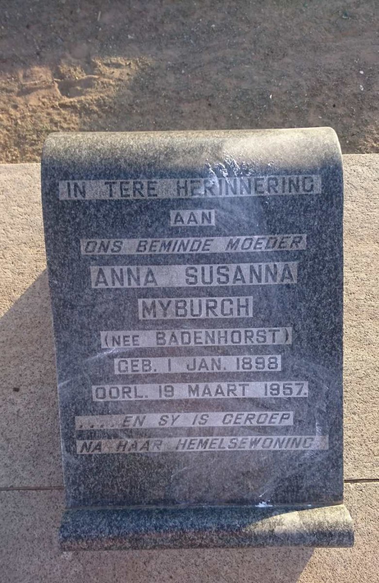 MYBURGH Abraham Adriaan 1885-1955 &amp; Anna Susanna BADENHORST 1898-1957