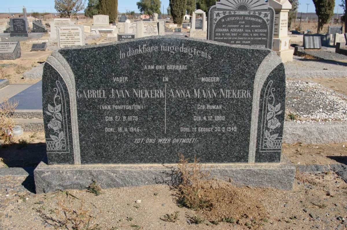 NIEKERK Gabriel J., van 1879-1945 &amp; Anna M. HUMAN 1880-1949