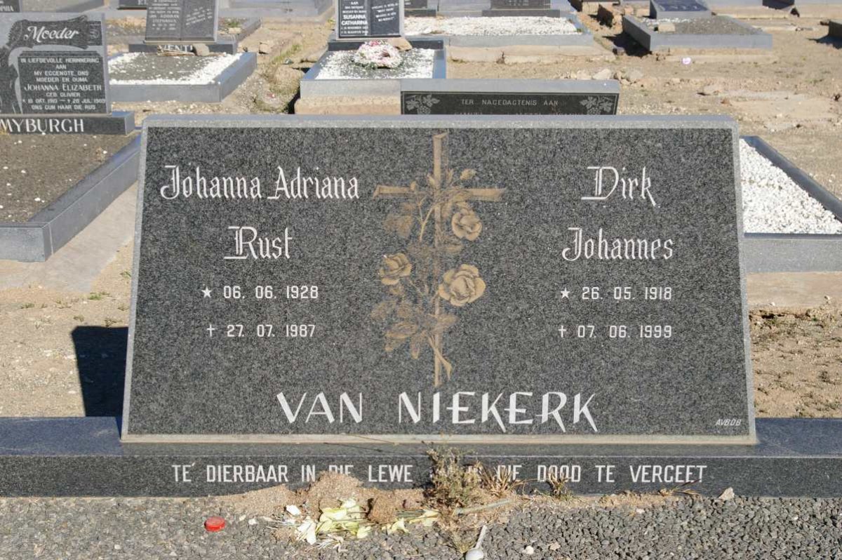 NIEKERK Dirk Johannes, van 1918-1999 &amp; Johanna Adriana RUST 1928-1987