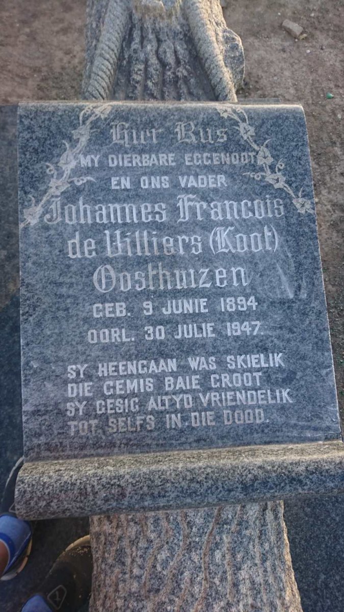 OOSTHUIZEN Johannes Francois de Villiers 1894-1947