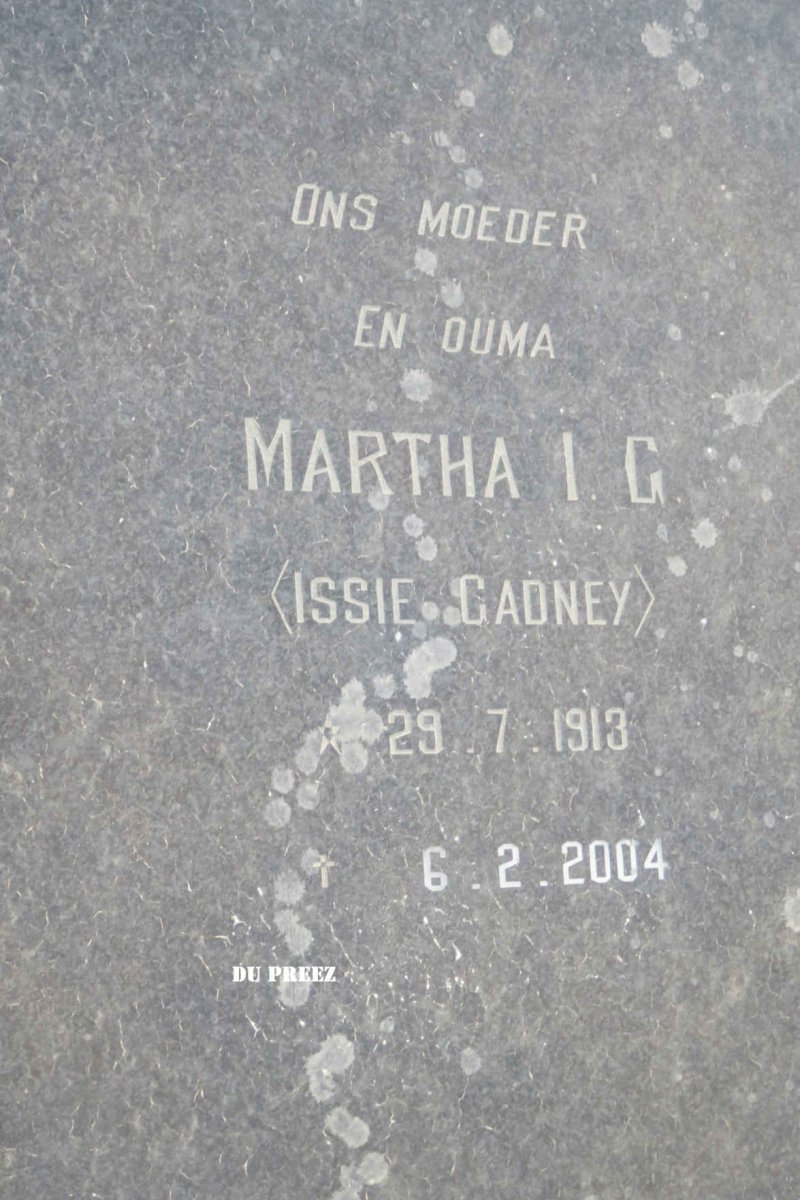 PREEZ Petrus Retief, du 1913-1987 &amp; Martha I.G. GADNEY 1913-1987