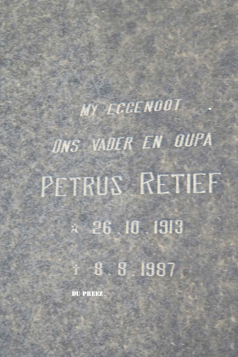 PREEZ Petrus Retief, du 1913-1987 &amp; Martha I.G. GADNEY 1913-1987