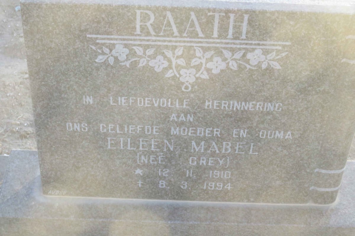 RAATH Philippus Arnoldus Christiaan 1907-1992 &amp; Eileen Mabel GREY 1910-1994