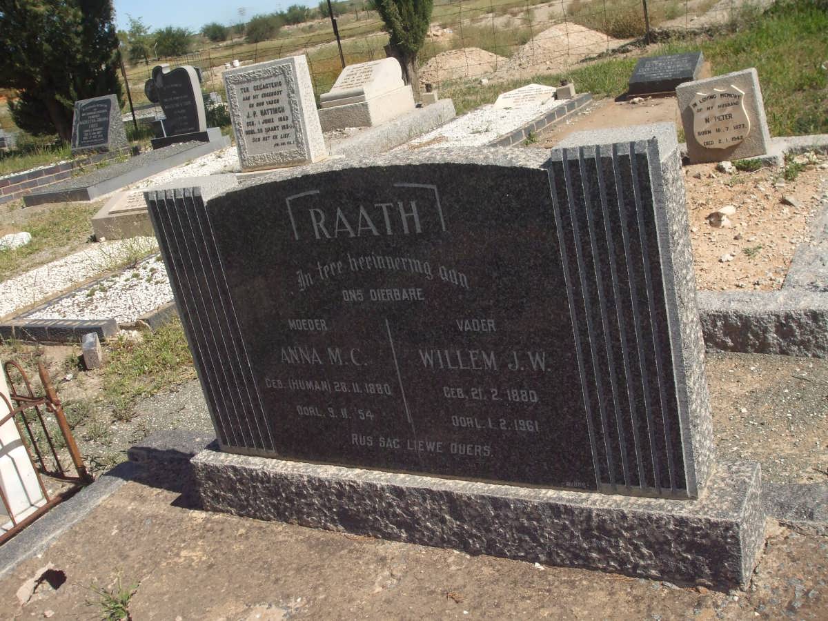 RAATH Willem J.W.1880-1961 &amp; Anna M.C. nee HUMAN 1880-1954