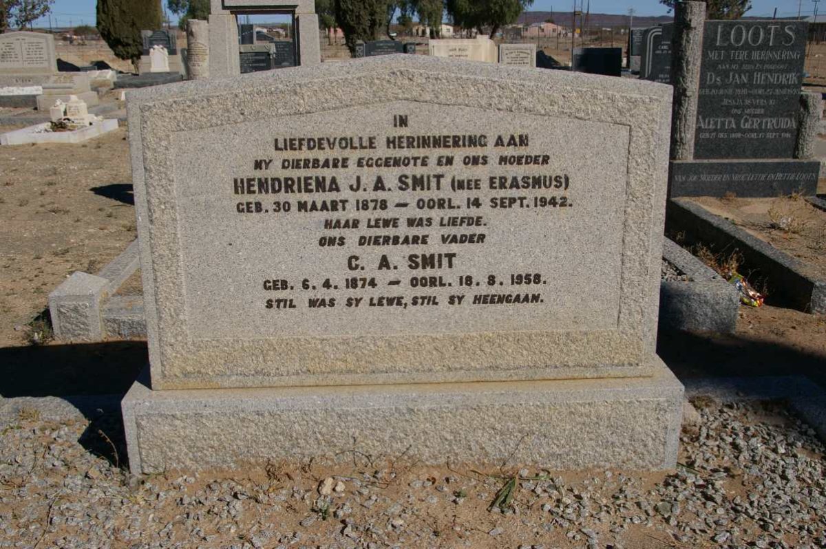 SMIT C.A. 1874-1958 &amp; Hendriena J.A. ERASMUS 1878-1942