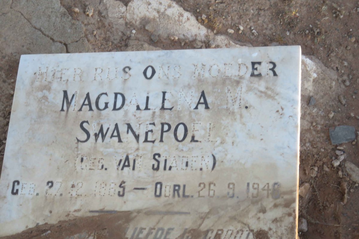 SWANEPOEL Magdalena M. nee VAN STADEN 1865-1946