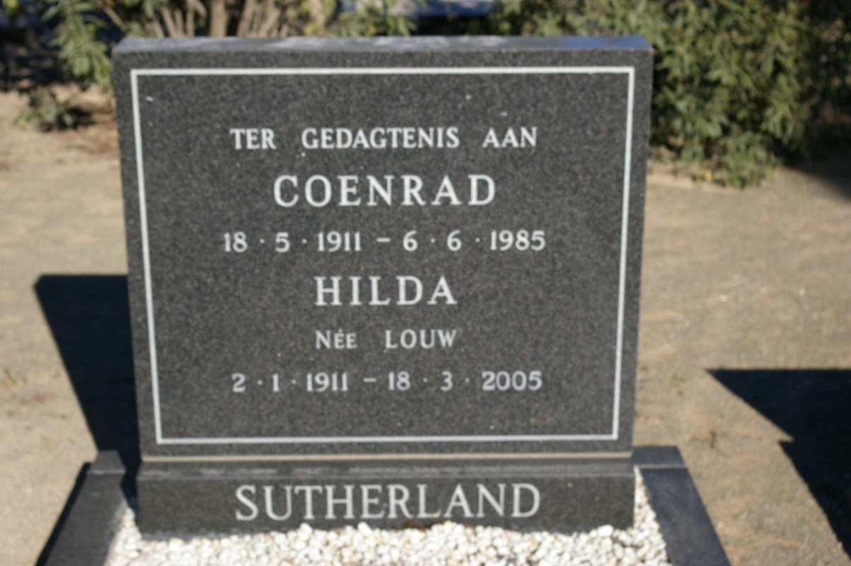 SUTHERLAND Coenrad 1911-1985 &amp; Hilda LOUW 1911-2005