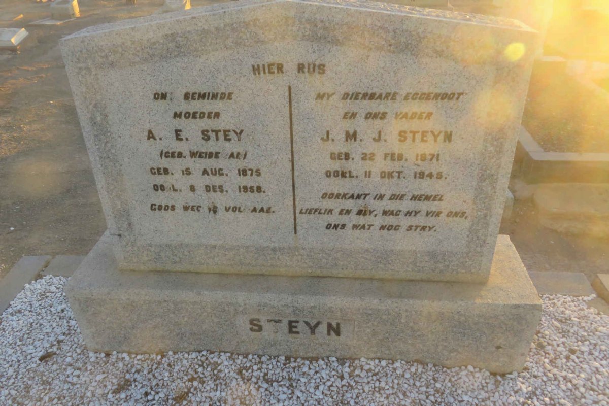 STEYN J.M.J. 1871-1945 &amp; A.E. WEIDEMAN 1875-1958