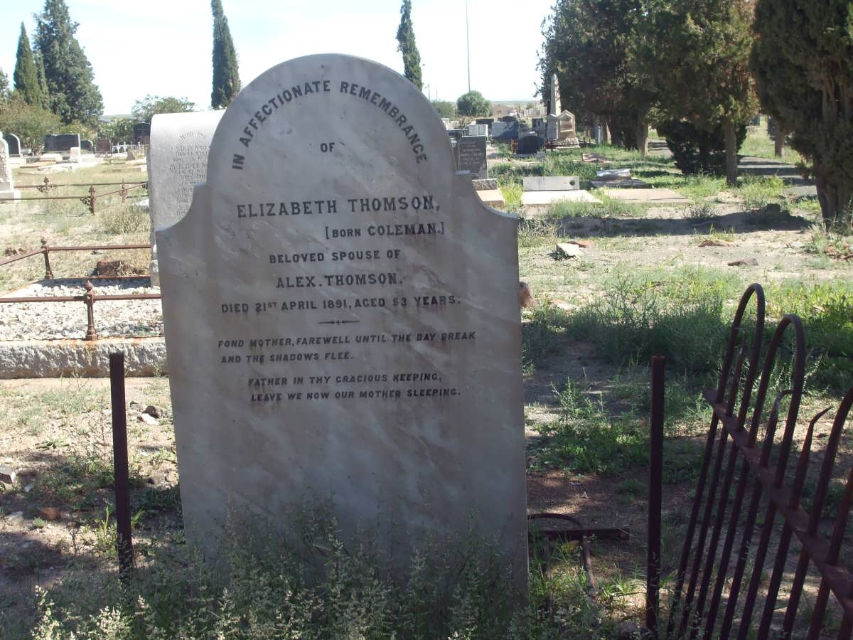 THOMSON Elizabeth nee COLEMAN  -1891