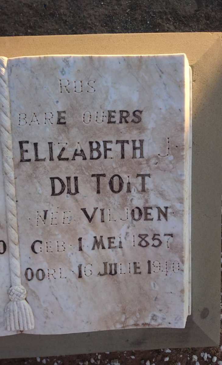 TOIT Frans J., du 1853-1940 &amp; Elizabeth J. VILJOEN 1857-1940