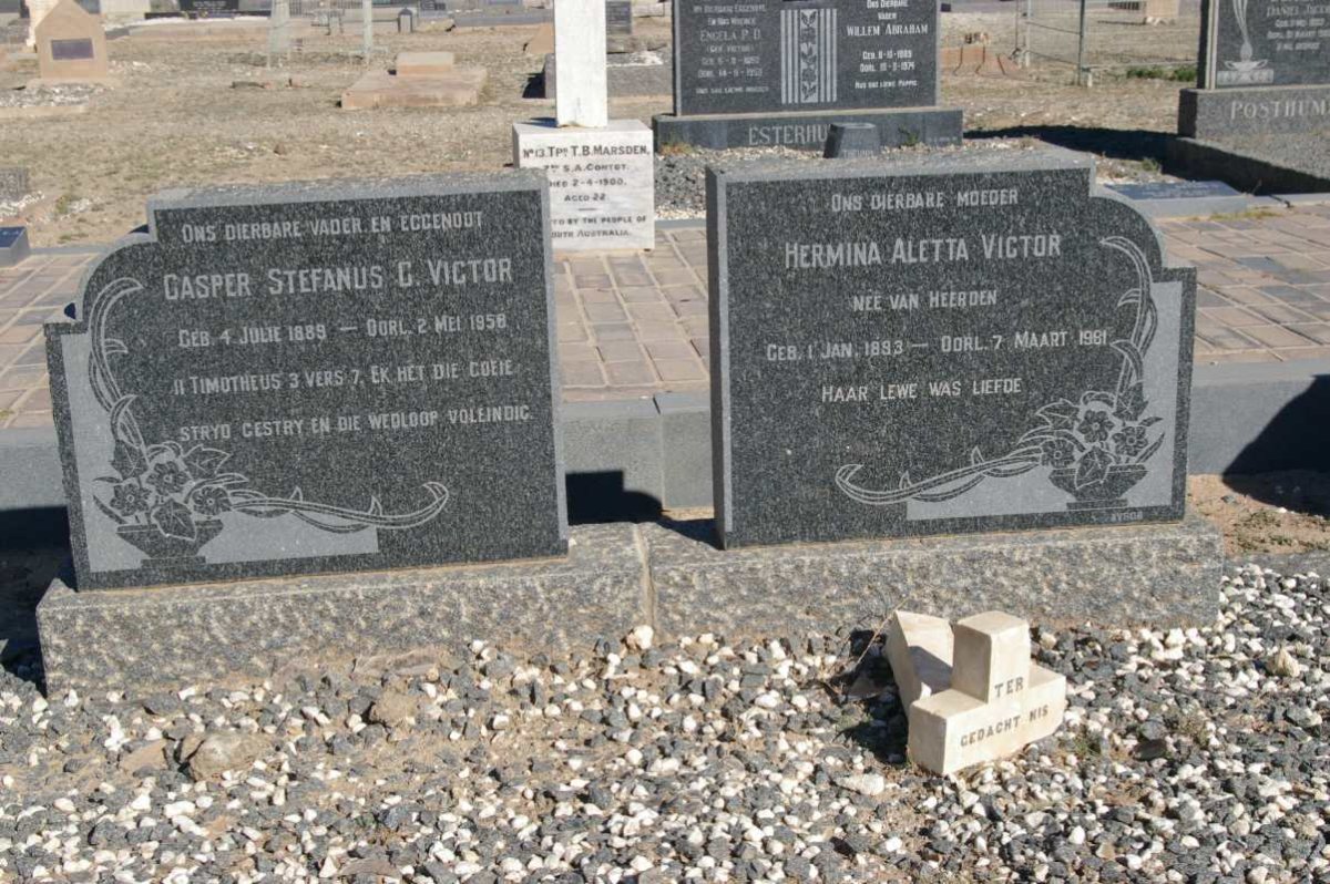 VICTOR Casper Stefanus C. 1889-1958 &amp; Hermina Aletta nee VAN HEERDEN 1893-1981