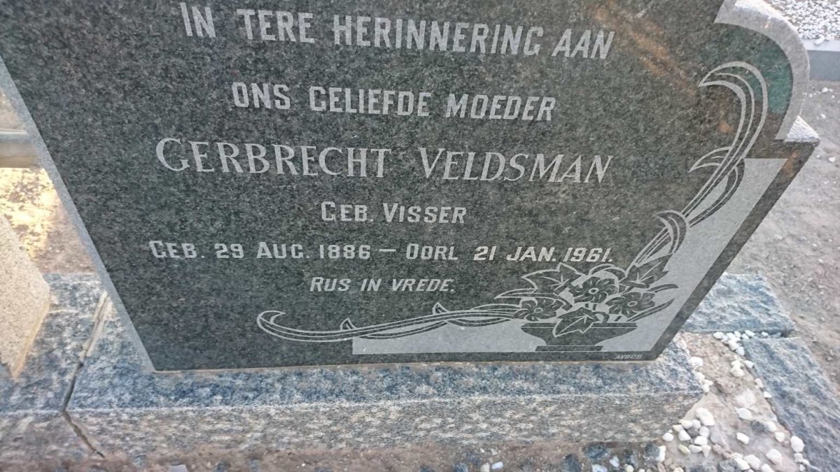 VELDSMAN Andries Stephanus 1886-1956 &amp; Gerbrecht VISSER 1886-1961