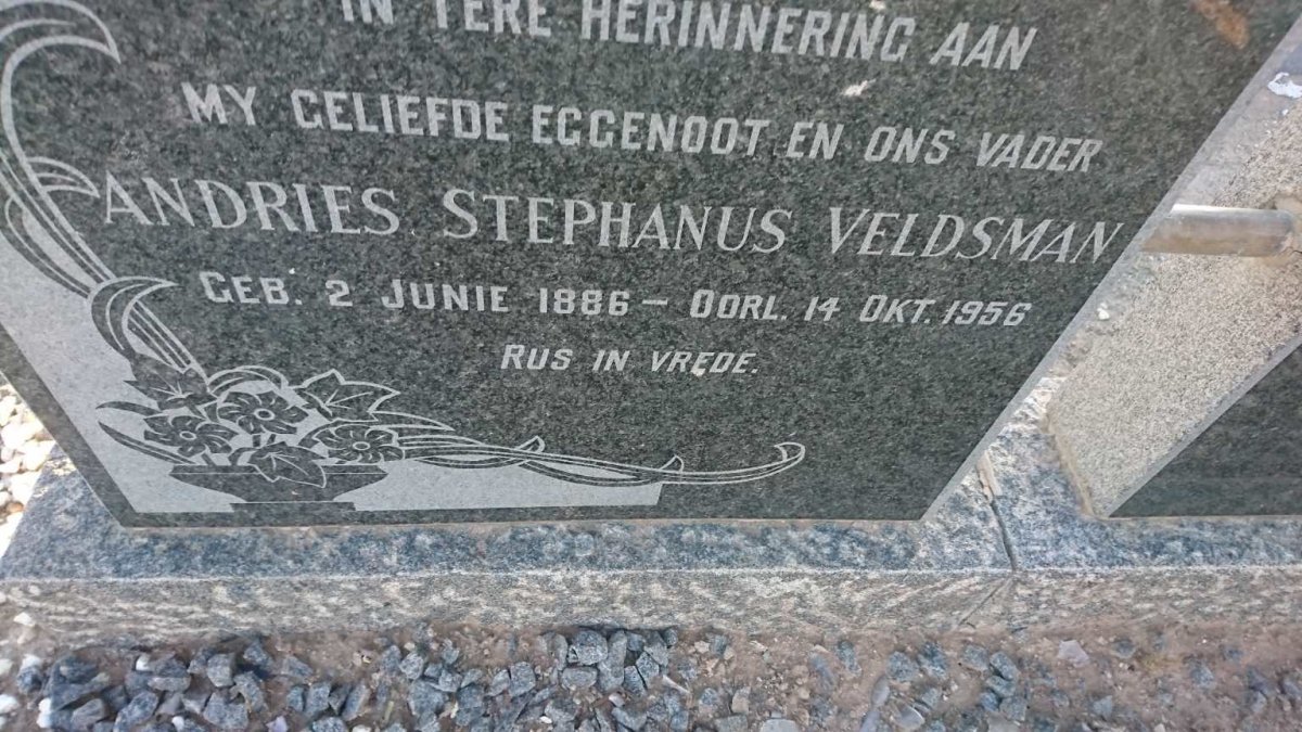 VELDSMAN Andries Stephanus 1886-1956 &amp; Gerbrecht VISSER 1886-1961