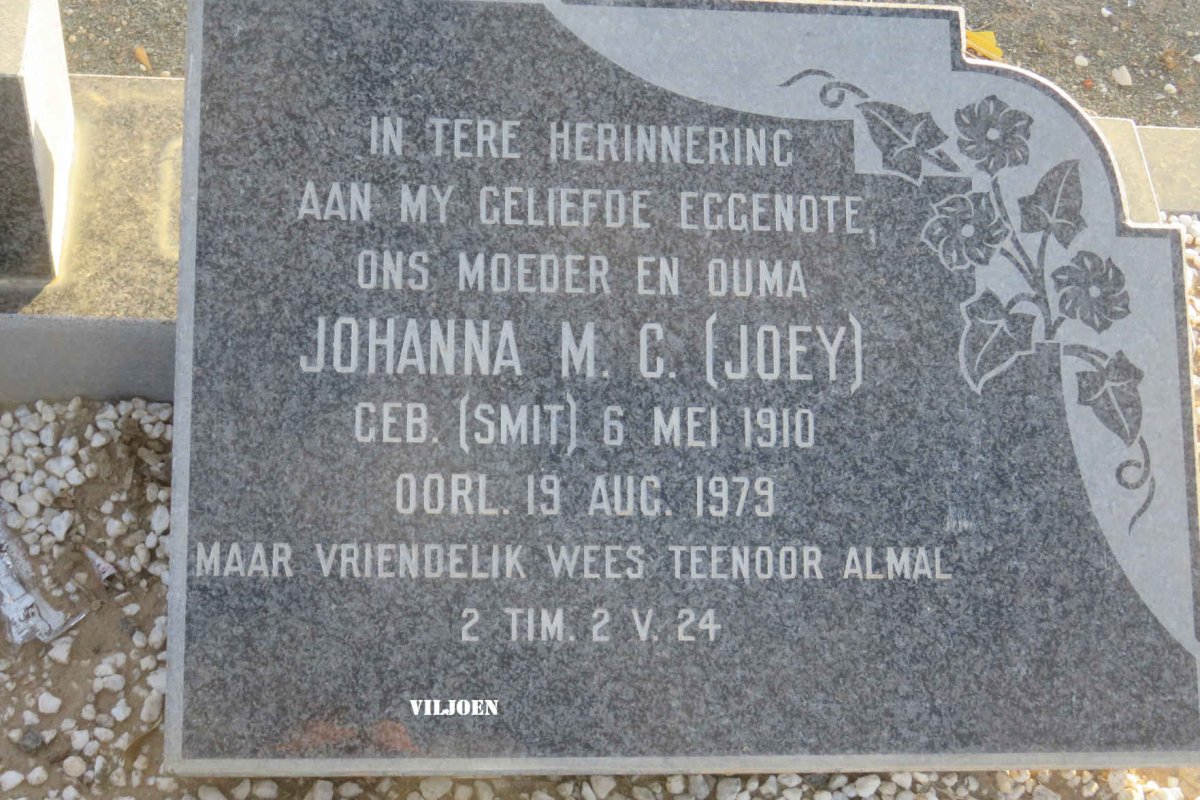 VILJOEN Johanna M.C. nee SMIT 1910-1979