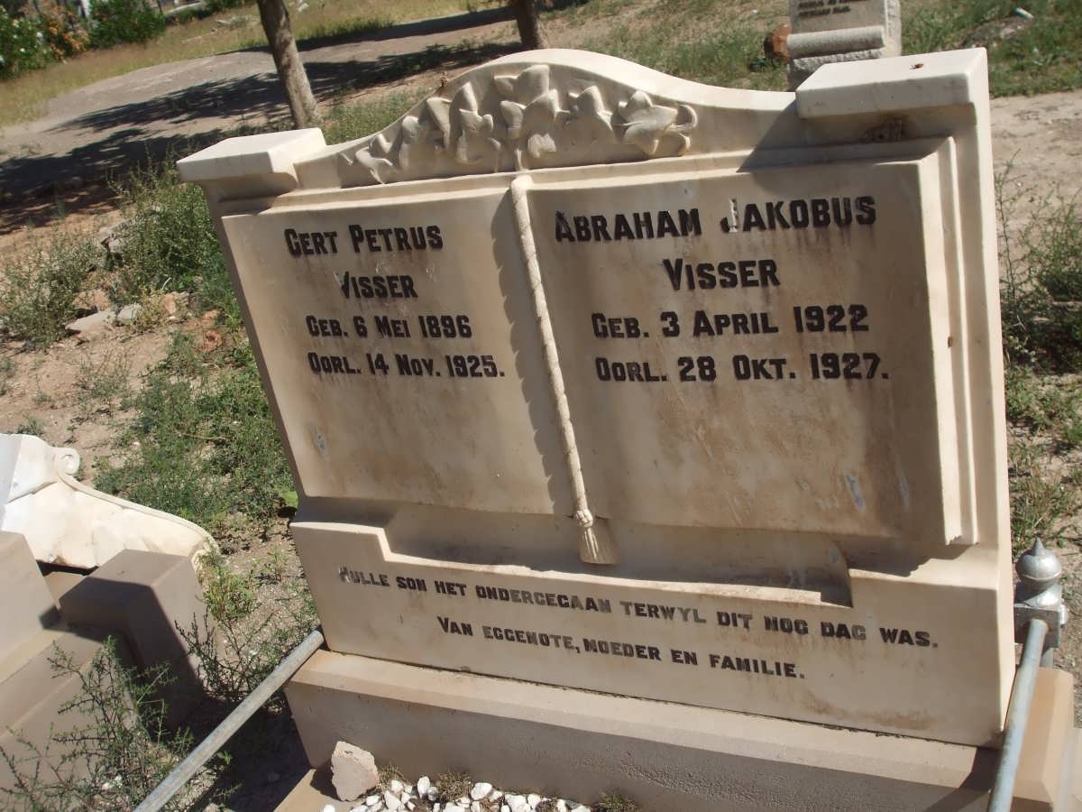 VISSER Gert Petrus 1896-1925 :: VISSER Abraham Jakobus 1922-1927