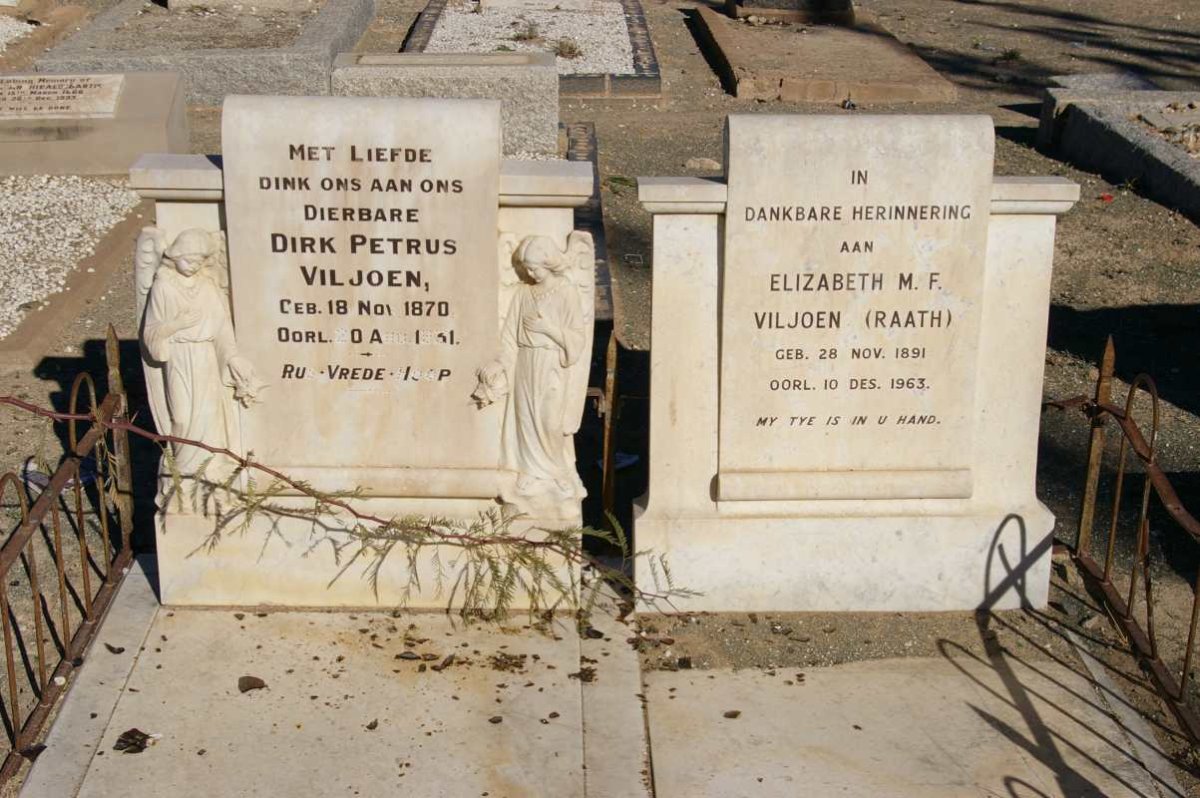 VILJOEN Dirk Petrus 1870-1931 :: VILJOEN Elizabeth M.F. nee RAATH 1891-1963