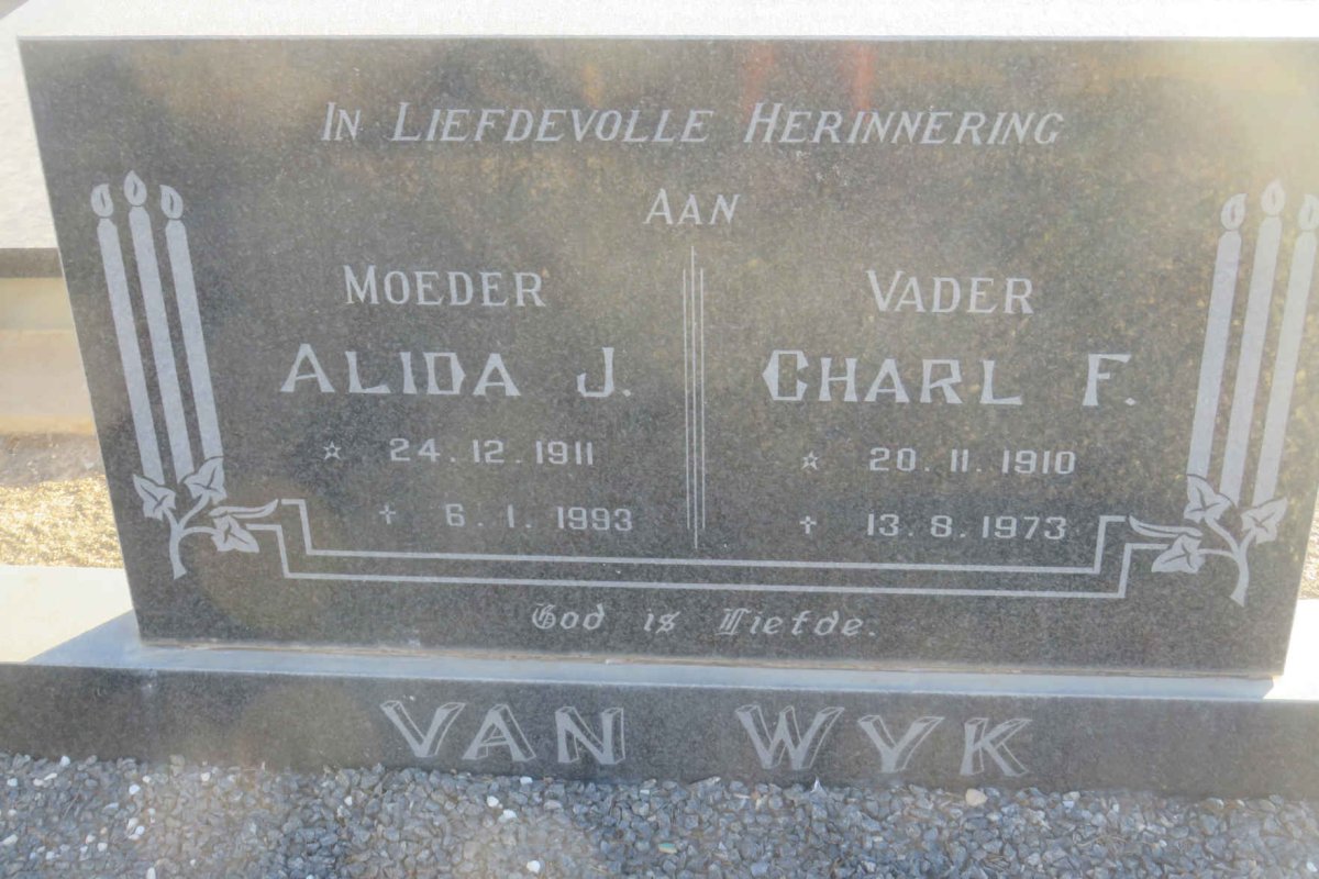 WYK Charl F., van 1910-1973 &amp; Alida J. 1911-1993