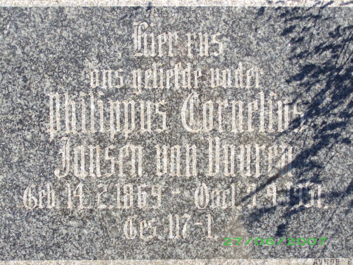 VUUREN Philippus Cornelius, Jansen van 1869-1951