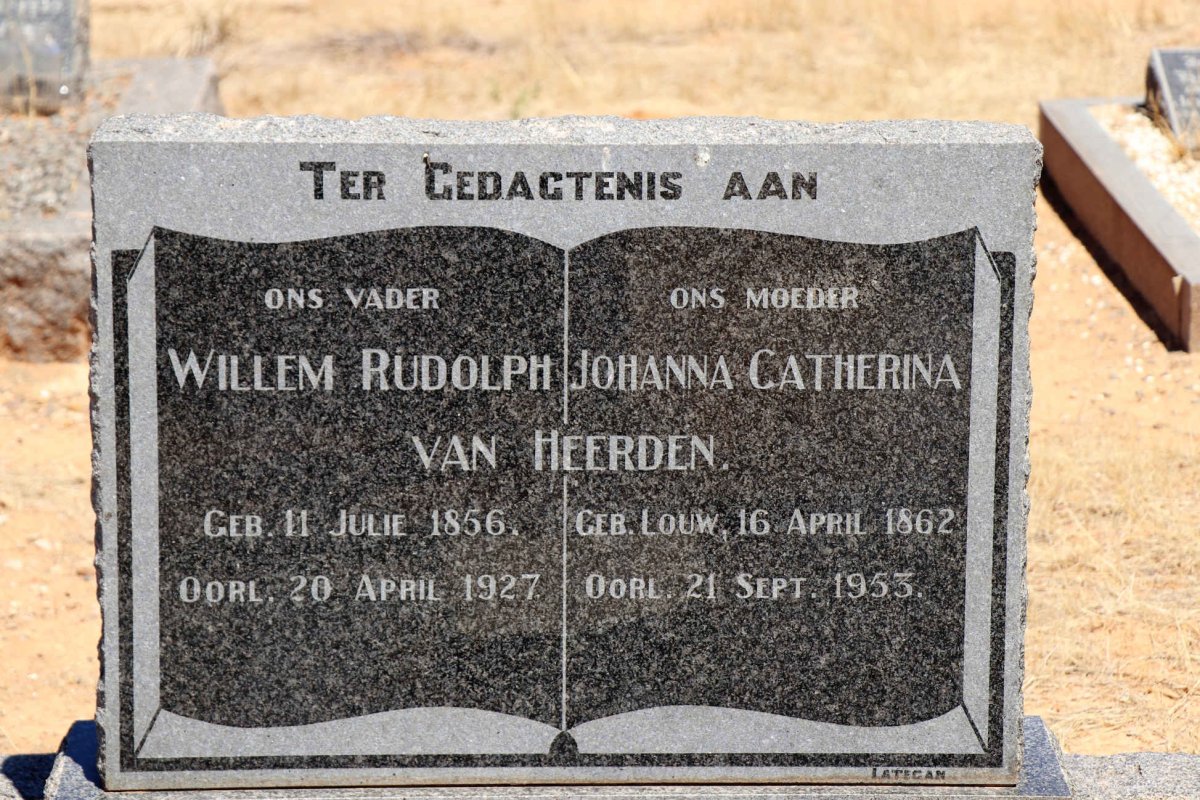 HEERDEN Willem Rudolph, van 1856-1927 &amp; Johanna Catherina LOUW 1862-1953