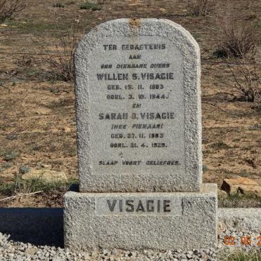 VISAGIE Willem S. 1883-1944 &amp; Sarah D. PIENAAR 1883-1929