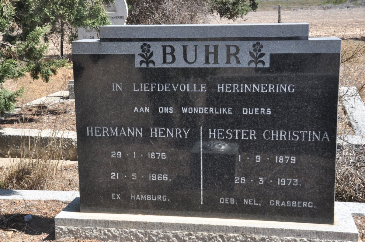 BUHR Hermann Henry 1876-1966 &amp; Hester Christina NEL 1879-1973