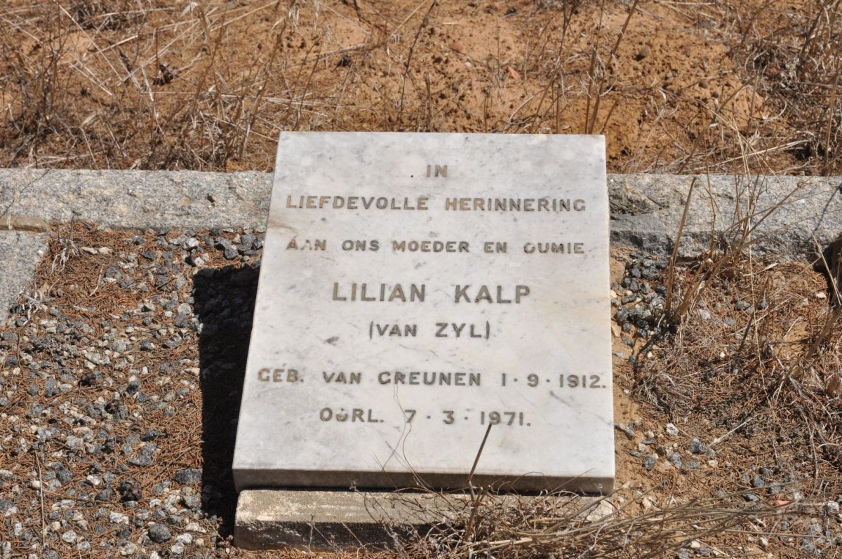 KALP Lilian voorheen VAN ZYL nee VAN GREUNEN 1912-1971