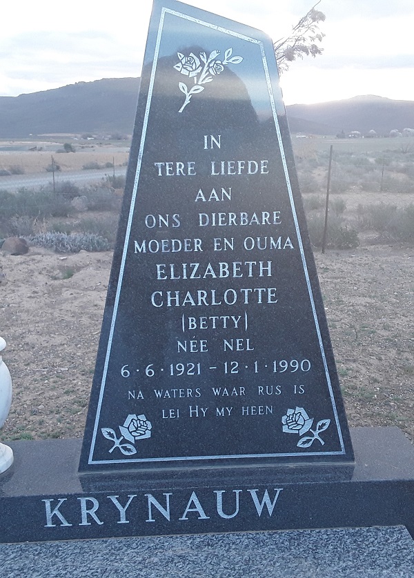KRYNAUW Elizabeth Charlotte nee NEL 1921-1990