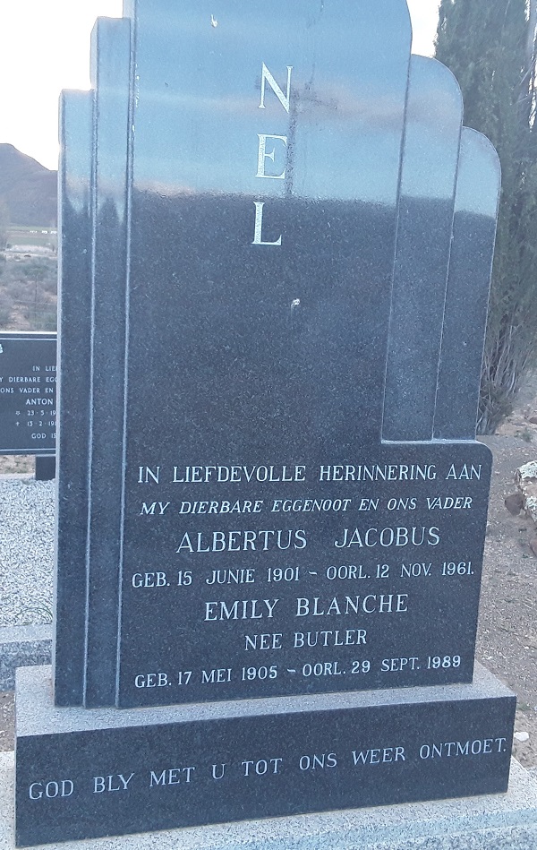 NEL Albertus Jacobus 1901-1961 &amp; Emily Blanche BUTLER 1905-1989