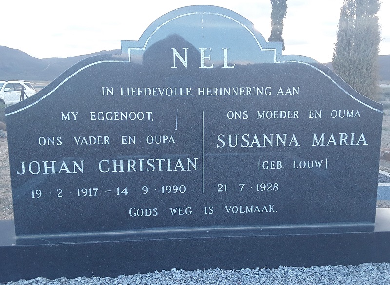 NEL Johan Christian 1917-1990 &amp; Susanna Maria LOUW 1928-